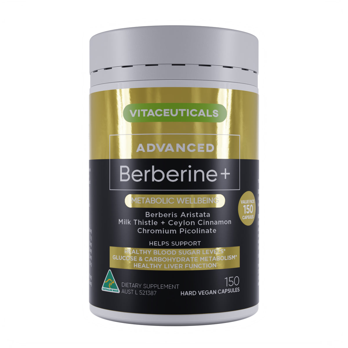 Advanced Berberine+ – supplement bottle – front view | Vitaceuticals