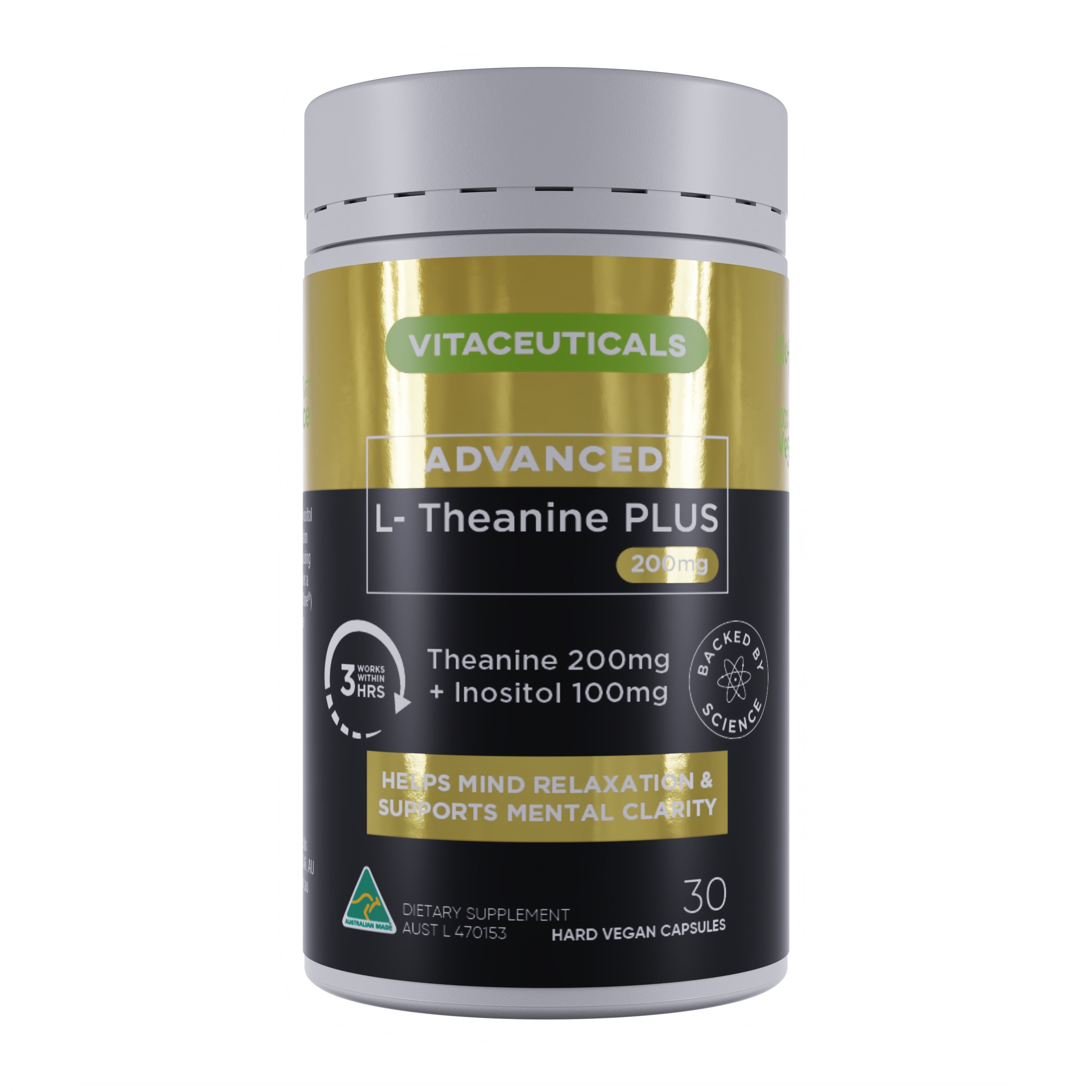 Advanced L-Theanine Plus – supplement bottle – front view | Vitaceuticals
