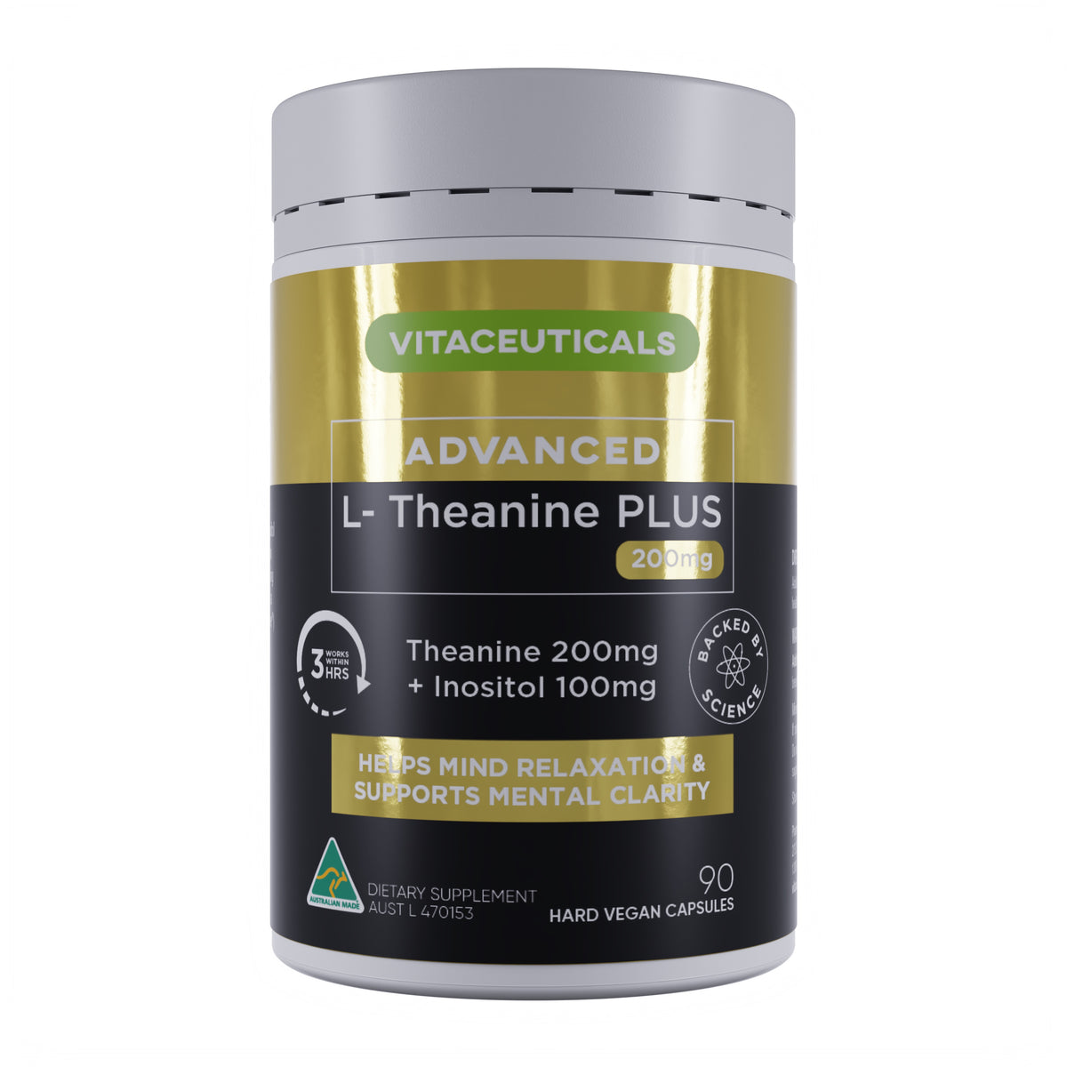 Advanced L-Theanine Plus – supplement bottle – front view | Vitaceuticals