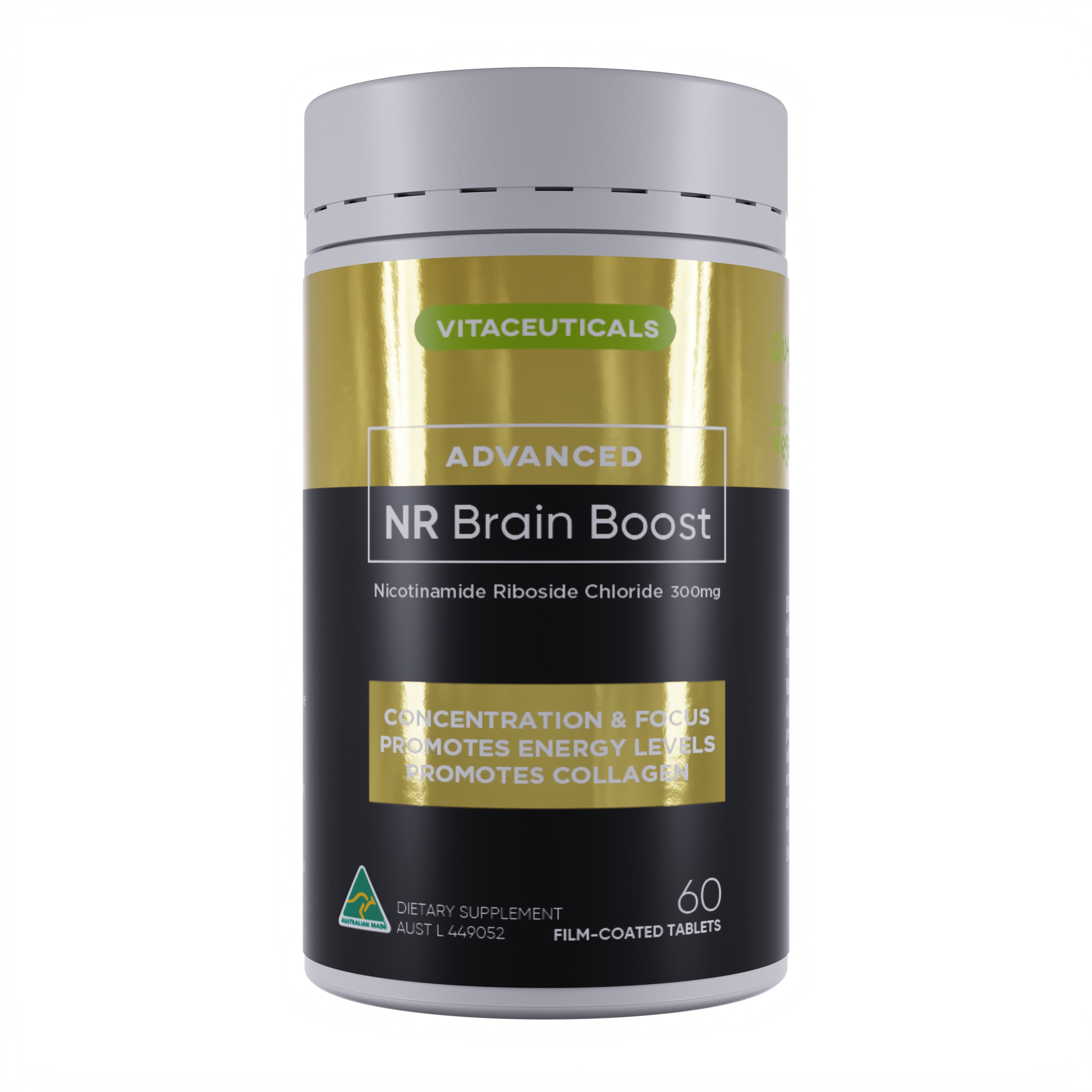 Advanced NR Brain Boost – supplement bottle – front view | Vitaceuticals