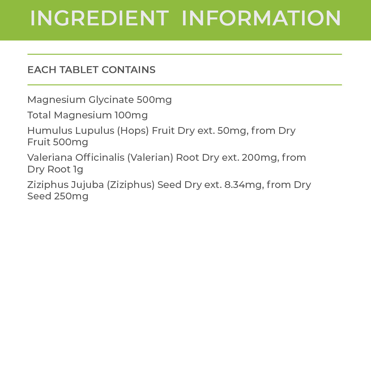 Magzorb Sleep Ingredients