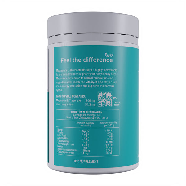 Magnesium L-Threonate – supplement bottle – left view | Vitaceuticals