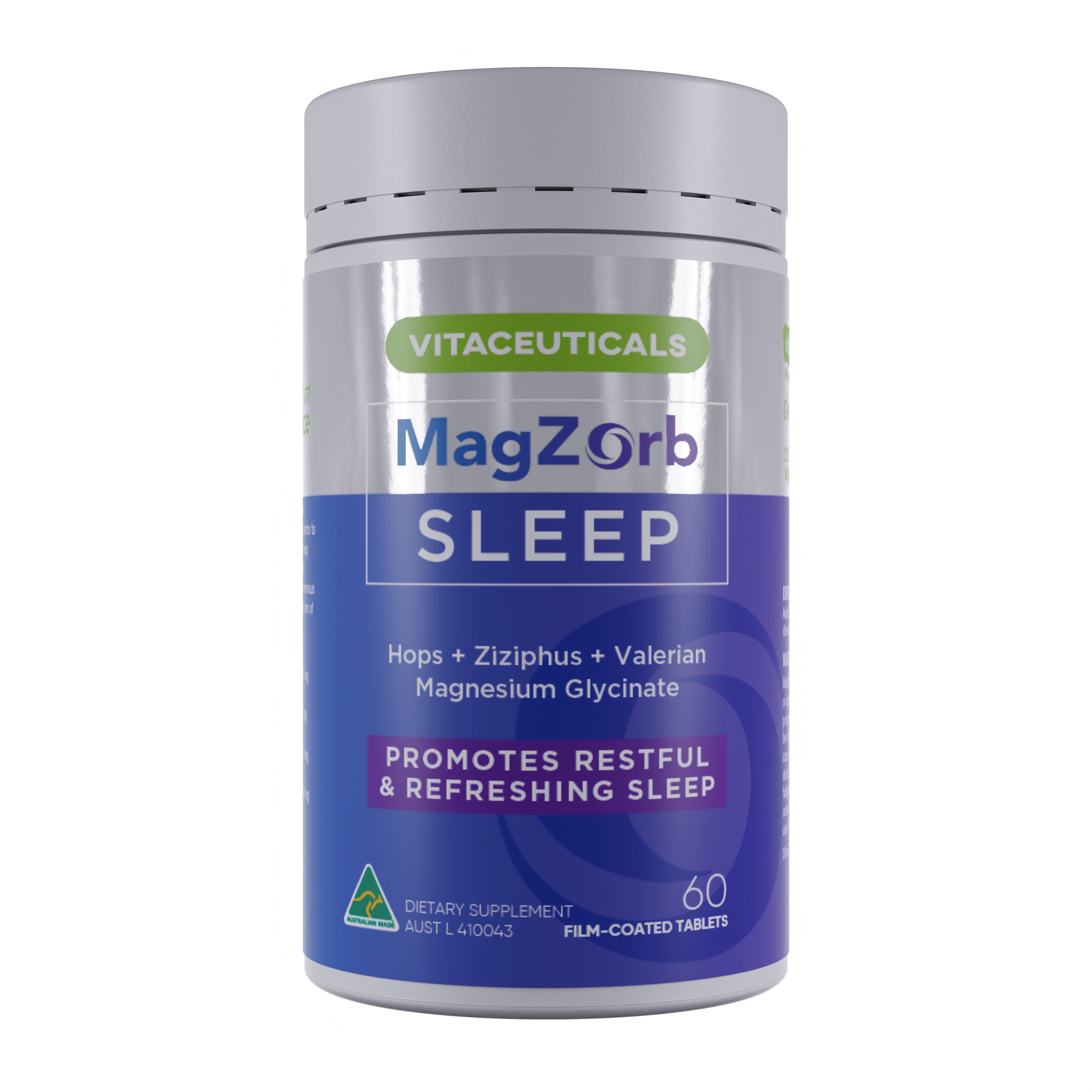 MagZorb Sleep – supplement bottle – front view | Vitaceuticals