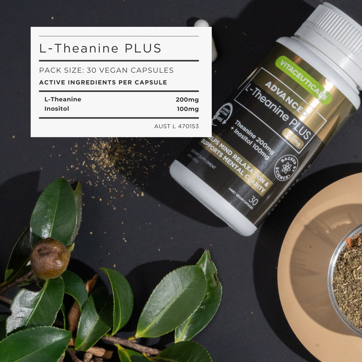 Advanced L-Theanine Plus – ingredients and nutrition panel | Vitaceuticals