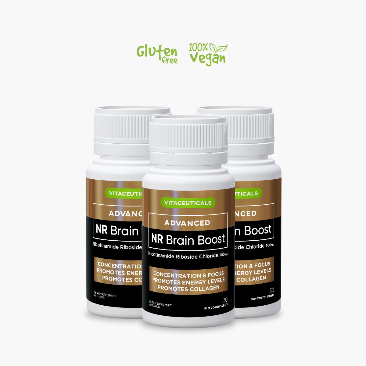 Advanced NR Brain Boost – 3-pack bundle – front view | Vitaceuticals