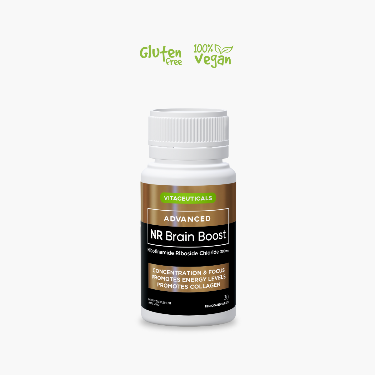 Advanced NR Brain Boost – supplement bottle – front view | Vitaceuticals