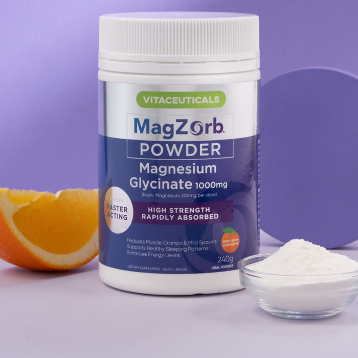 MagZorb Magnesium Glycinate Powder – supplement bottle – front view | Vitaceuticals