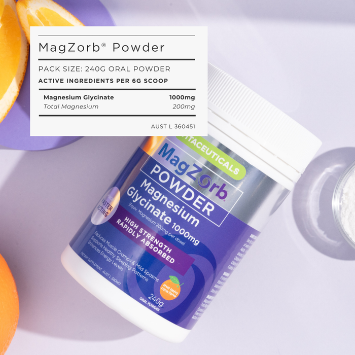 MagZorb Magnesium Glycinate Powder – ingredients and nutrition panel | Vitaceuticals