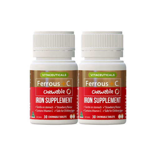 Ferrous + C Chewable Supplement – 2-pack bundle – front view | Vitaceuticals