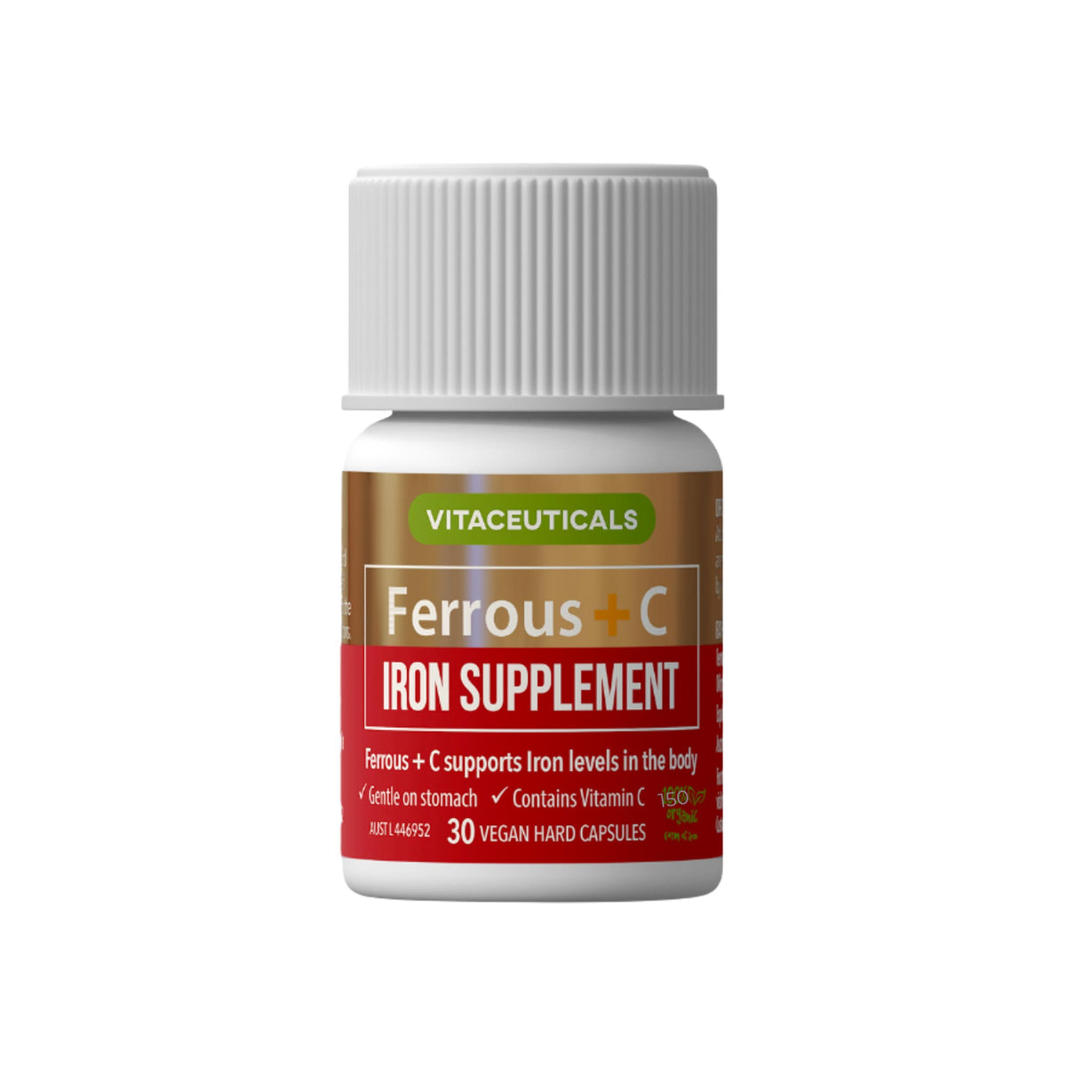 Ferrous + C Iron – supplement bottle – front view | Vitaceuticals