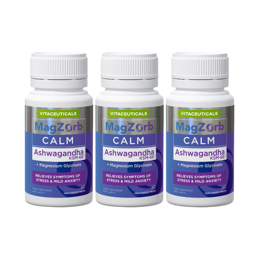 Vitaceuticals MagZorb Calm 3 Pack – Magnesium Glycinate & Ashwagandha Stress Support Supplement